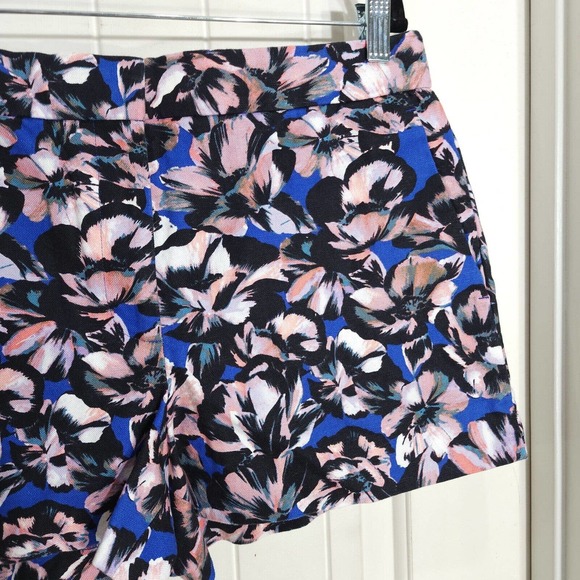 J Crew Womens Shorts Blue Pink Hibiscus Floral High Rise Linen Chino Size 10 M - Picture 4 of 7